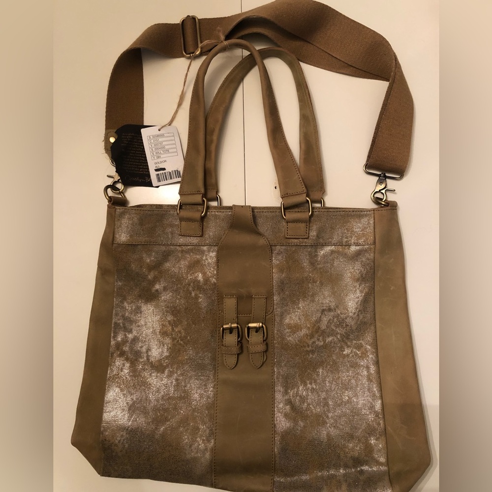 Anthropologie | Jesslyn Blake Messenger Bag | Taupe/Gold/Silver NWT- $80